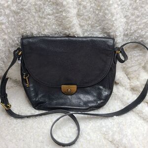 Fossil Emi saddlebag Black Leather Flap Crossbody‎